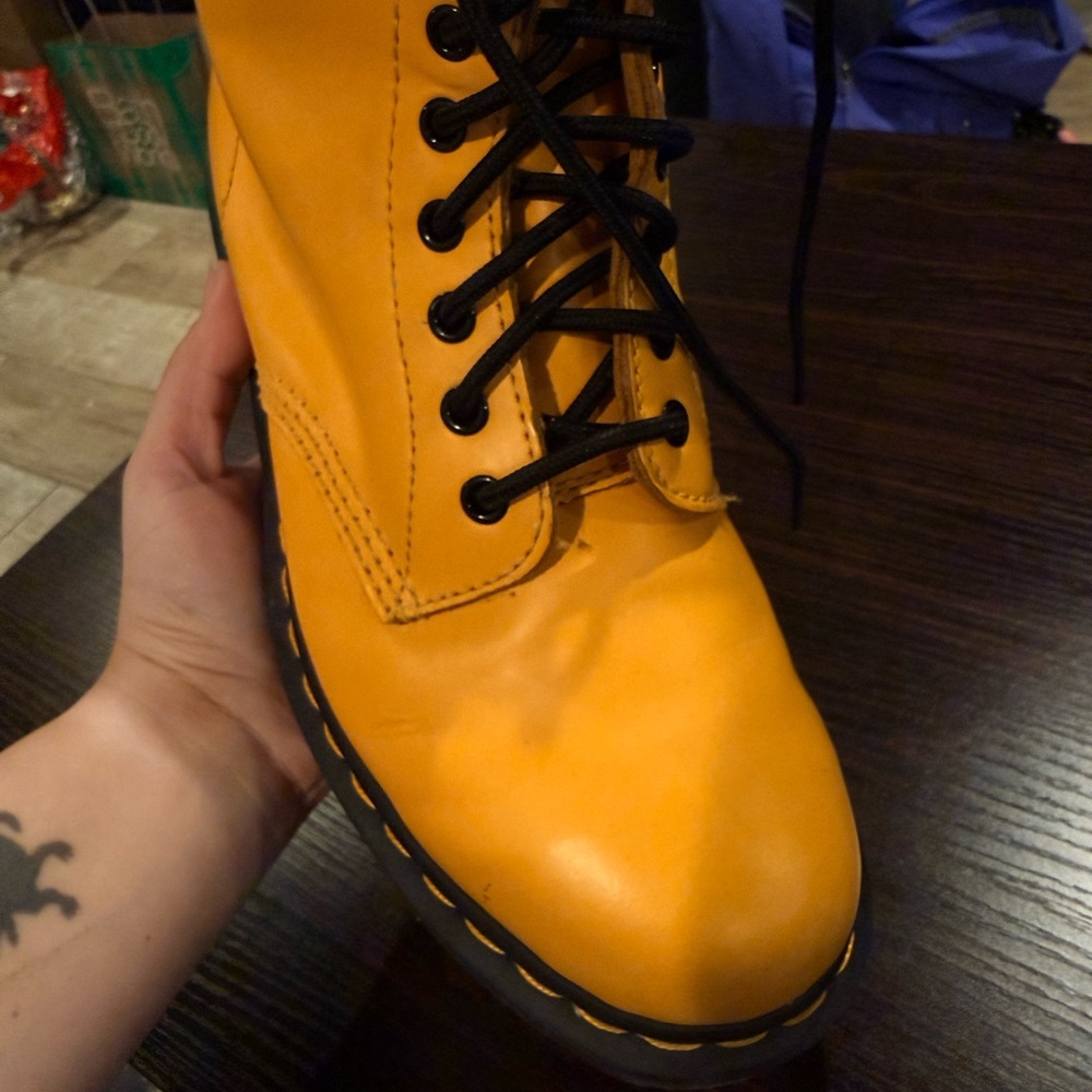 Dr. Martens 1460 Mustard Yellow Boots - Picture 3 of 16